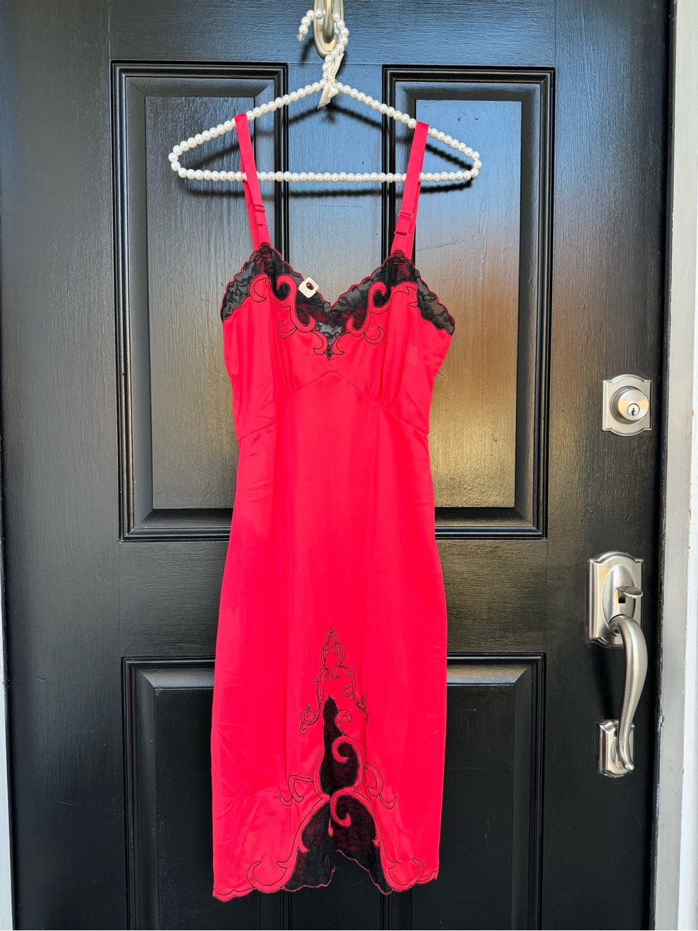 VTG Carol Anne of Puerto Rico Red Nylon Slip Dress Size 32